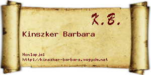 Kinszker Barbara névjegykártya